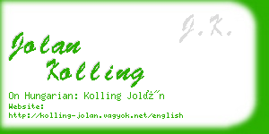 jolan kolling business card